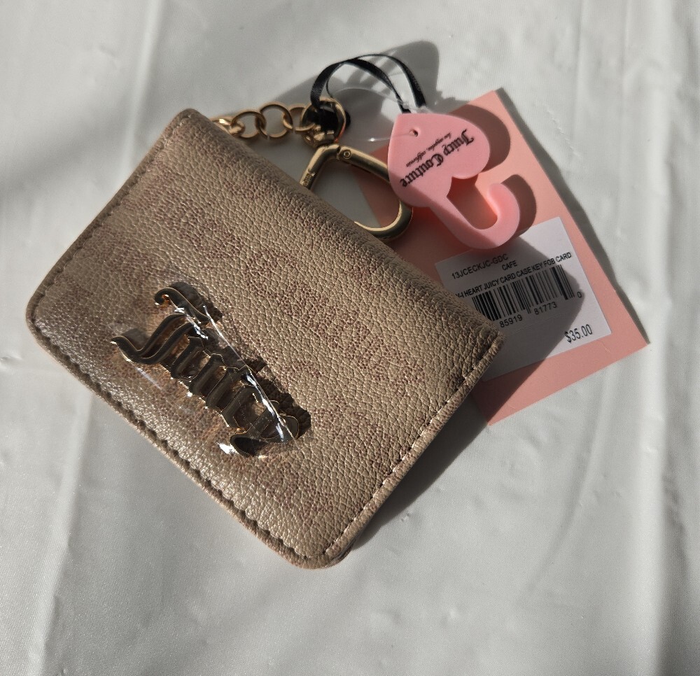 Juicy Couture Café Card Case Key Fob • Gold Logo - Picture 4 of 11
